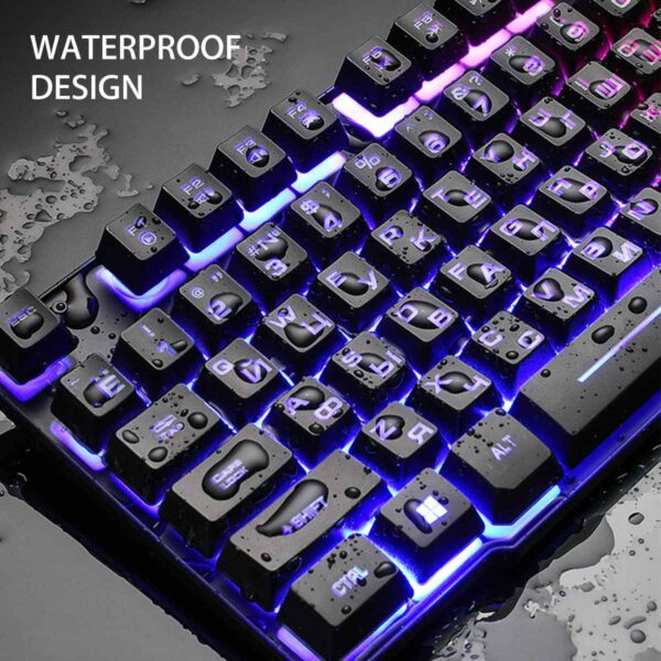 104 keys Gaming English Russian Keyboard Mechanical Feel Rainbow LED Backlight USB Keyboard And Mouse Set Ergonomic for PC