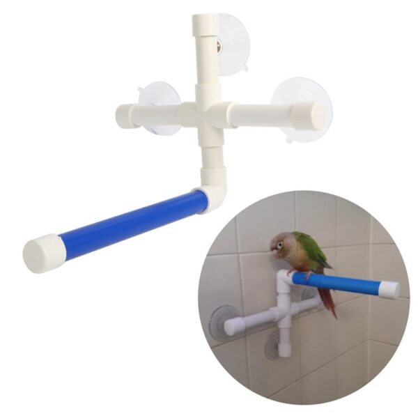 Pet Birds Wall Suction Cup Toys Paw Grinding Stand Shower Folding Perches Parrot Toys