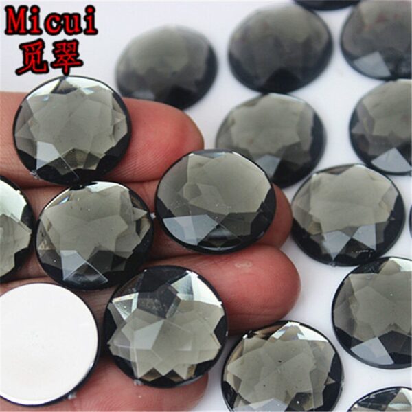 Micui 50pcs 20mm Round Chamfer Acrylic Rhinestones Flatback Glue On Gems Strass Crystal Stone Clothes Dress Craft ZZ751