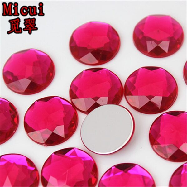 Micui 50pcs 20mm Round Chamfer Acrylic Rhinestones Flatback Glue On Gems Strass Crystal Stone Clothes Dress Craft ZZ751