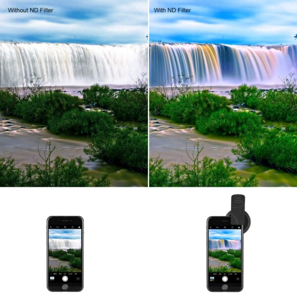 Neewer 37mm Clip-on ND 2-400 Cellphone Camera Lens Filter Kit: Adjustable Neutral Density Filter with Phone Clip for Smartphone