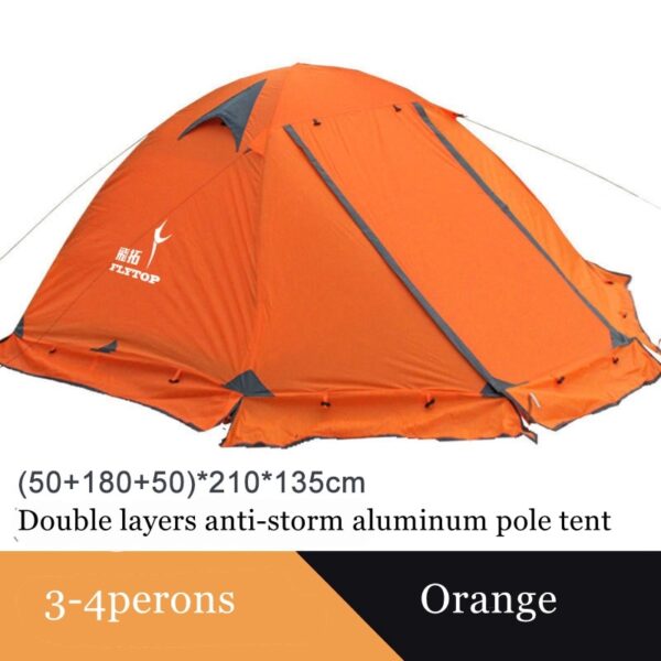 Flytop 4Seasons Camping Outdoor 2People Or 3Persons Double Layers Aluminum Pole Anti Snow Travel Family Tent With Skirt