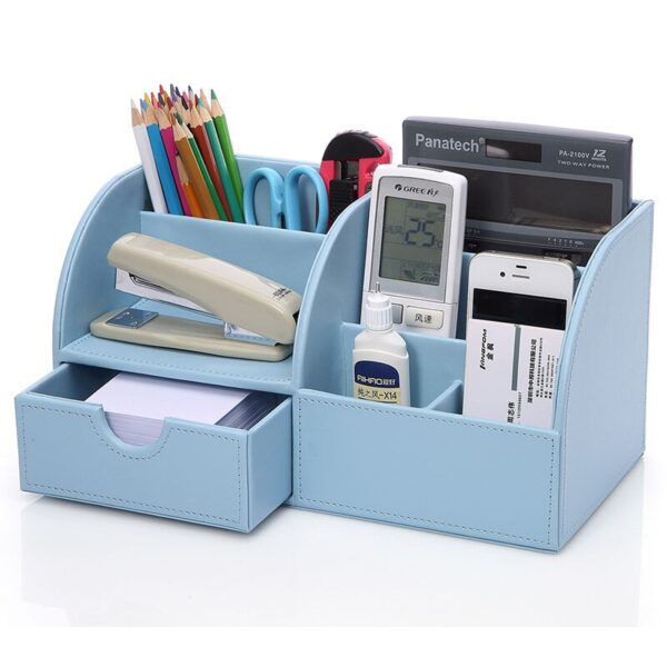 Home Office Storage PU Leather Desk Organizer Storage Box Pen Pencil Holder Remote Control holder Name Card Stand