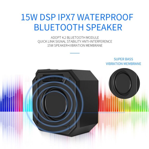 Cyboris IPX7 15W Waterproof Bluetooth Speakers Portable Wireless TWS Stereo Bass Speaker Audio DSP Sound TF Speaker with MIC/AUX