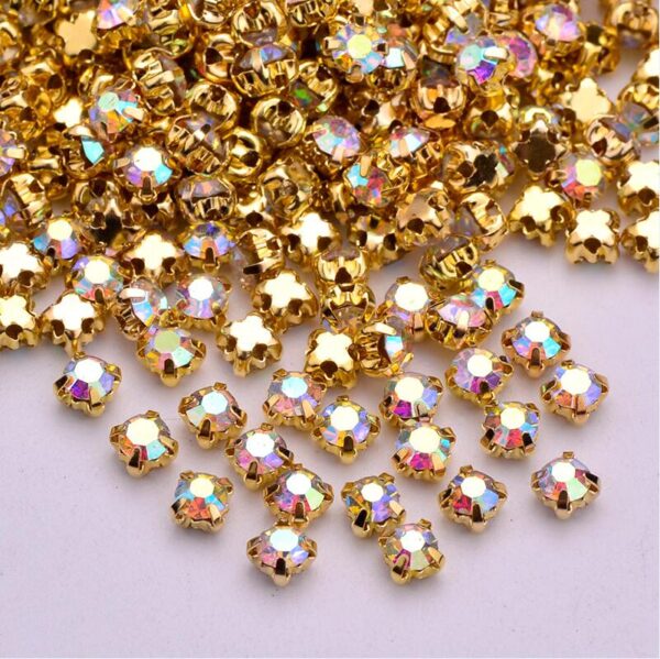 JUNAO SS12 16 18 20 25 Sewing Crystal AB Glass Rhinestone Applique Silver Claw Crystal Stones Sewn Strass for Clothes Crafts