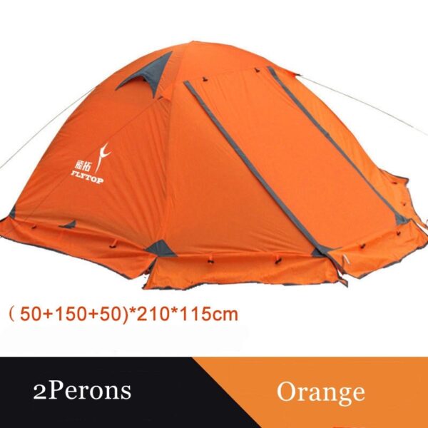Flytop 4Seasons Camping Outdoor 2People Or 3Persons Double Layers Aluminum Pole Anti Snow Travel Family Tent With Skirt