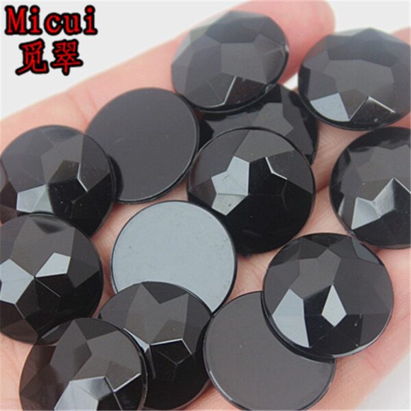 Micui 50pcs 20mm Round Chamfer Acrylic Rhinestones Flatback Glue On Gems Strass Crystal Stone Clothes Dress Craft ZZ751