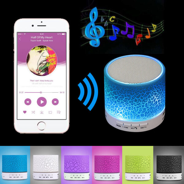 A9 Mini Colorful LED Crack Light Bluetooth Wireless Speaker Subwoofer Loudspeaker with Microphone Handsfree Phone Music Player