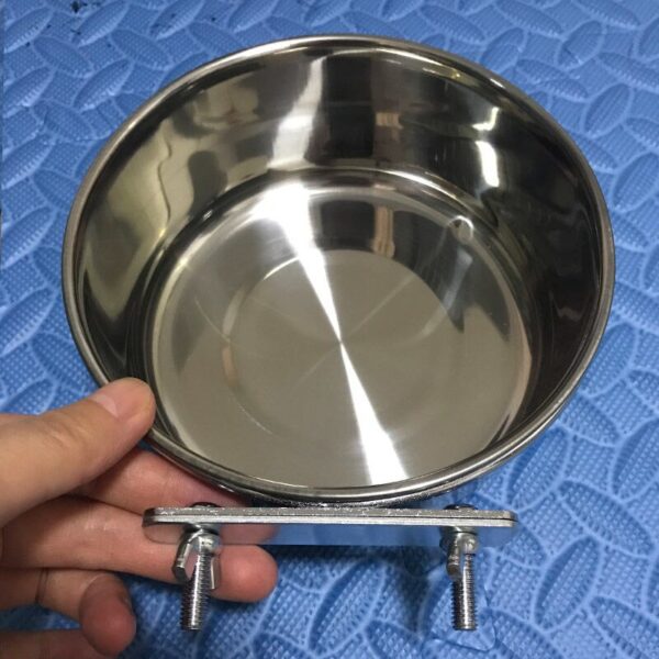 Stainless Steel Dog Cat Hanging Bowl Can Hang Stationary Dog Cage Bowls Durable Puppy Kitten Feeder Water Food Bowl Pet Supplies