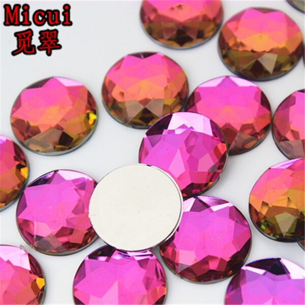Micui 50pcs 20mm Round Chamfer Acrylic Rhinestones Flatback Glue On Gems Strass Crystal Stone Clothes Dress Craft ZZ751