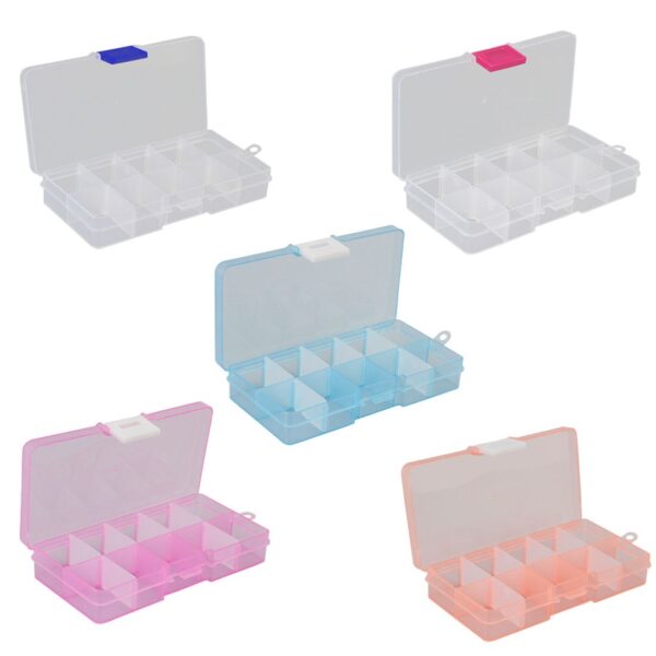 Organizer Plastic Case 10 Slots Cells Colorful Portable Jewelry Tool Storage Box Container Ring Electronic Parts Screw Beads