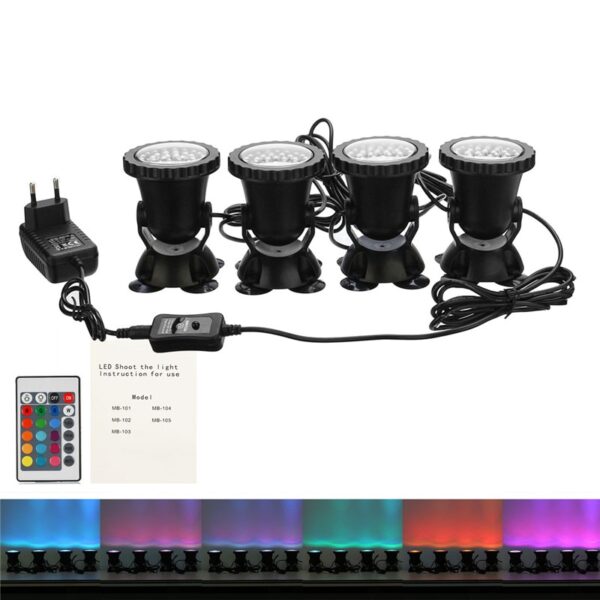 RGB 36 LED 1 set 1/2/4 light Waterproof IP68 Underwater Spot Light For Swimming Pool Fountains Pond Water Garden Aquarium