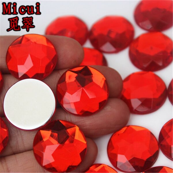 Micui 50pcs 20mm Round Chamfer Acrylic Rhinestones Flatback Glue On Gems Strass Crystal Stone Clothes Dress Craft ZZ751