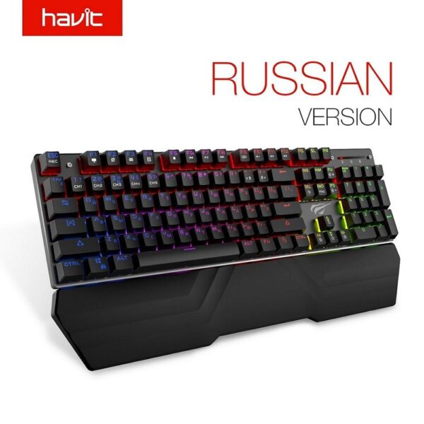 HAVIT Mechanical Keyboard 104 Keys Blue Switch Gaming Keyboard RGB /LED Light Wired USB For US / Russian Keyboard