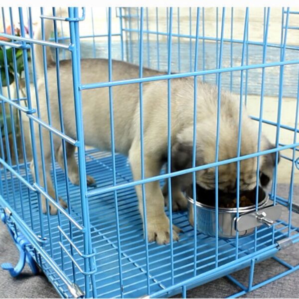 Stainless Steel Dog Cat Hanging Bowl Can Hang Stationary Dog Cage Bowls Durable Puppy Kitten Feeder Water Food Bowl Pet Supplies