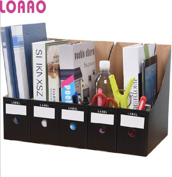 LOAAO environmental Cardboard office storage organizer box office file box holder book storage box table Storage Organization