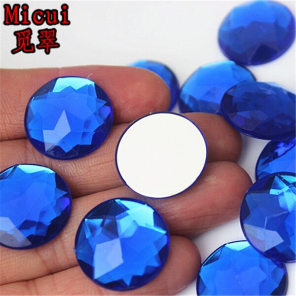 Micui 50pcs 20mm Round Chamfer Acrylic Rhinestones Flatback Glue On Gems Strass Crystal Stone Clothes Dress Craft ZZ751