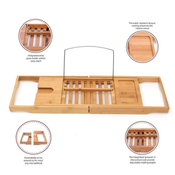 Luxury Bathroom Bamboo Bath Shelf Bath Tray Bathtub Holder Bridge Tub Caddy Tray Rack Wine Holder Bathtub Rack Support
