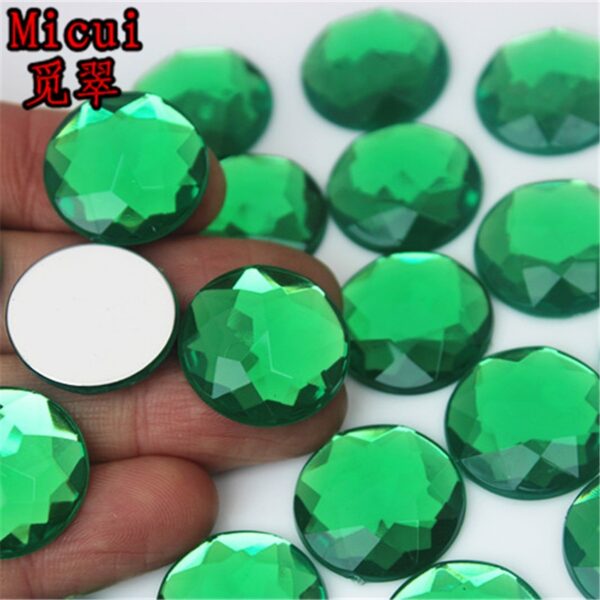 Micui 50pcs 20mm Round Chamfer Acrylic Rhinestones Flatback Glue On Gems Strass Crystal Stone Clothes Dress Craft ZZ751
