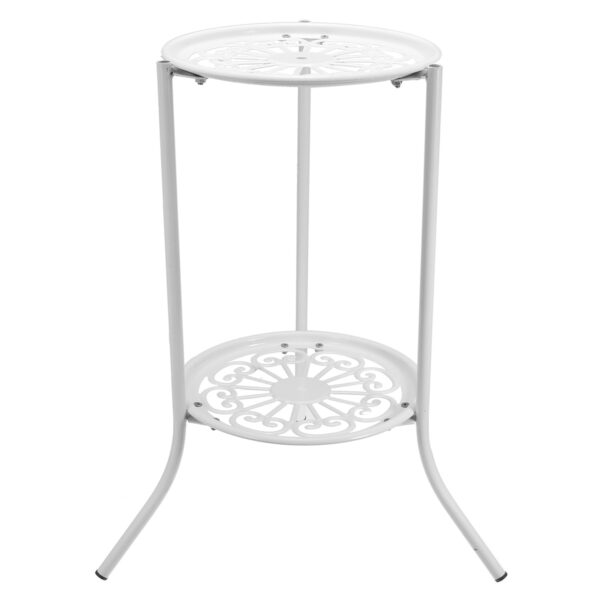 Metal Plant 2 Tier Stand Shelf Black/White Elegant Display Garden Balcony Flower Pot Shelf Rack Holder Home Indoor Decor