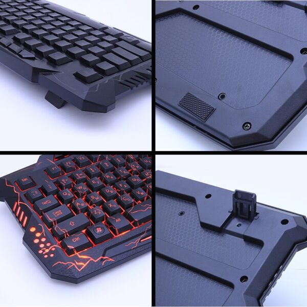 Russian/English Gaming Keyboard LED 3-Color M200 USB Wired Colorful Breathing Backlit Waterproof Computer Crack Keyboard