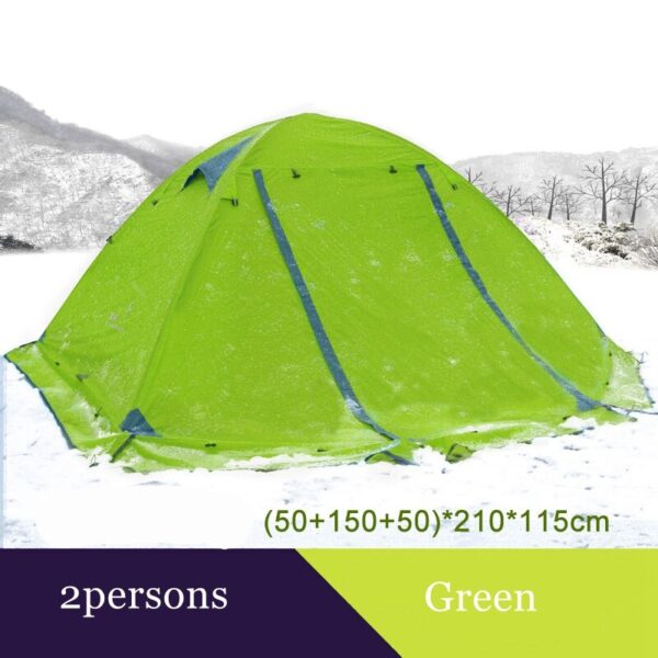 Flytop 4Seasons Camping Outdoor 2People Or 3Persons Double Layers Aluminum Pole Anti Snow Travel Family Tent With Skirt