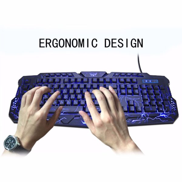 Russian/English Gaming Keyboard LED 3-Color M200 USB Wired Colorful Breathing Backlit Waterproof Computer Crack Keyboard