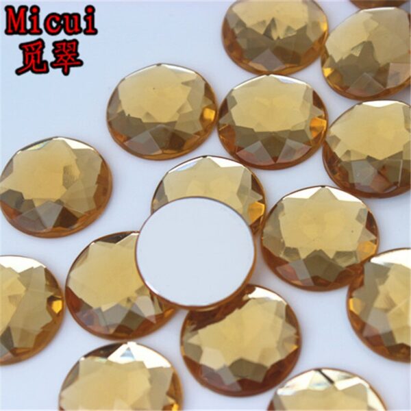 Micui 50pcs 20mm Round Chamfer Acrylic Rhinestones Flatback Glue On Gems Strass Crystal Stone Clothes Dress Craft ZZ751