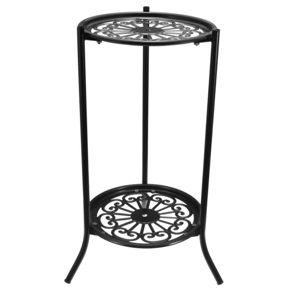 Metal Plant 2 Tier Stand Shelf Black/White Elegant Display Garden Balcony Flower Pot Shelf Rack Holder Home Indoor Decor