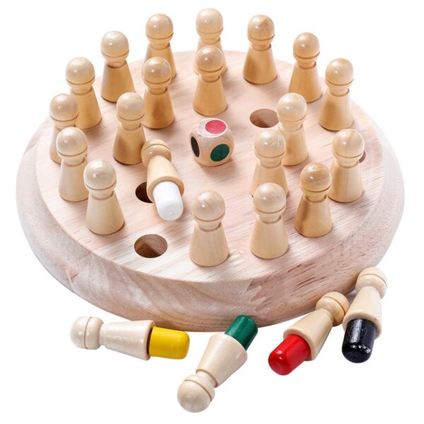 Kids Wooden Memory Match Stick Chess Game Fun Block Board Game Educational Color Cognitive Ability Toy For Children (wooden chess)