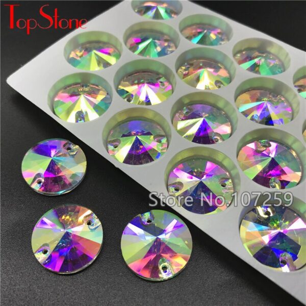 TopStone Rivoli Glass Sew On Rhinestones Crystal AB Sewing Stones for DIY Dress Clothes Crafts Arts 8 10 12 14 16 18 mm