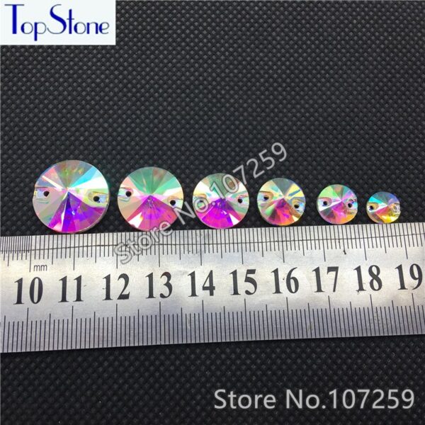 TopStone Rivoli Glass Sew On Rhinestones Crystal AB Sewing Stones for DIY Dress Clothes Crafts Arts 8 10 12 14 16 18 mm