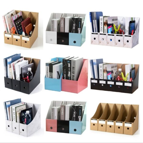 LOAAO environmental Cardboard office storage organizer box office file box holder book storage box table Storage Organization