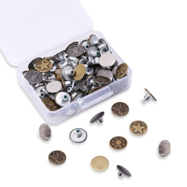 17mm 80Pcs Snap Fastener Metal Buttons for Clothing Jeans Adjust Button self Increase Reduce Waist Free Nail Sewing buckle