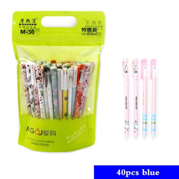 20/40/50/100Pcs/Set Cute Animal Erasable Gel Pens 0.5mm Black Blue Ink Gel Pen Set School&Office Writing Stationery supplies