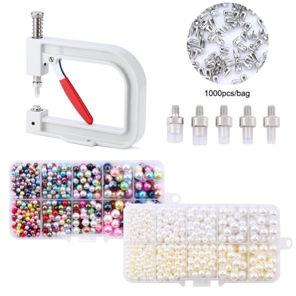 Manual Fixing Pearl Setting Machine Pearl Bead Rivet Setter Tool ABS Round Imitation Pearl Beads 4mm-8mm for Clothes,Crafts