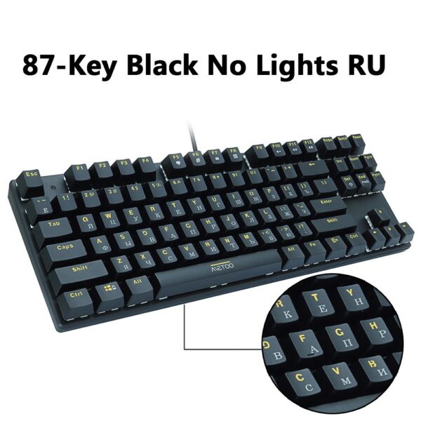 METOO zero Wired Gaming Mechanical Keyboard Game 87/104 Anti-ghosting Russian/US Blue Black Red switch Backlit For pro gamer Lap