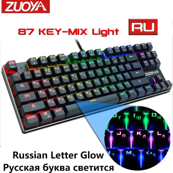 ZUOYA Mechanical Keyboard RGB Mix Backlit Wired Gaming Keyboard Anti-ghosting Blue Red Switch For Game Laptop PC Russian US