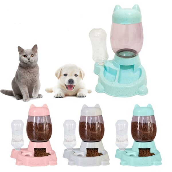2.2L Pet Dog Cat Automatic Feeder Bowl for Dogs Drinking Water 528ml Bottle Kitten Bowls Slow Food Feeding Container Supplies