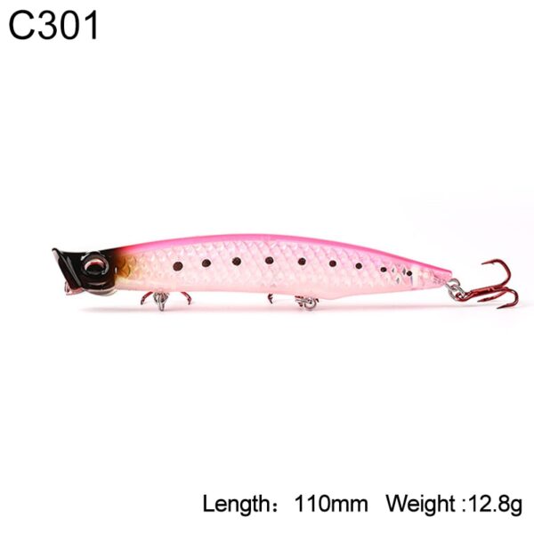 Kingdom Poppers Fishing Lures Hard Bait Topwater 123mm 18.5g,110mm 12.8g,90mm 7.5g Quality Hooks Artificial fish Lure Model 3508