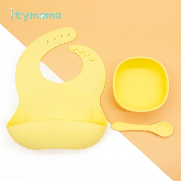 Baby Silicone Feeding Plate Platos Set Baby Bibs Suite Fashionable Children's Dishes Bowl Baby Tableware BPA Free Baby Plate