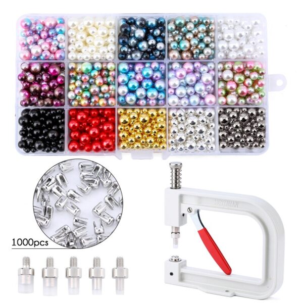 Manual Fixing Pearl Setting Machine Pearl Bead Rivet Setter Tool ABS Round Imitation Pearl Beads 4mm-8mm for Clothes,Crafts