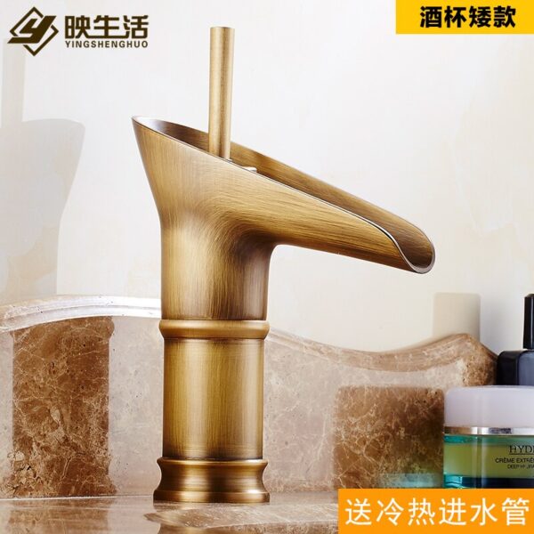 Antique Diverter Basin Faucet Mixer Gold Retro Bathtub Basin Faucets Sink Waterfall Torneira Banheiro Home Improvement EA6TPL