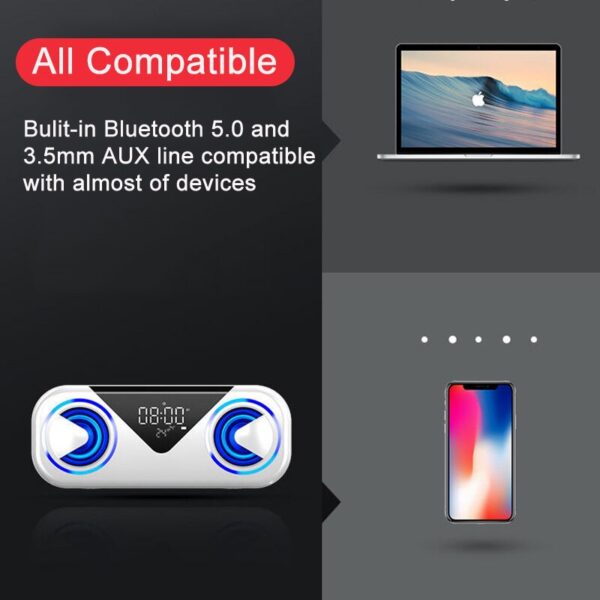 LED Altavoces Bluetooth Speaker FM Radio Caixa De Som Portatil Alarm Clock Alto-falantes Subwoofer Speakers Home Theater Boombox