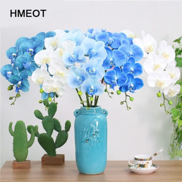 9 Head Real Touch PU Latex Phalaenopsis Artificial Flower Orchid Home Decor Bedroom Potted Plants DIY Wedding Material Wholesale