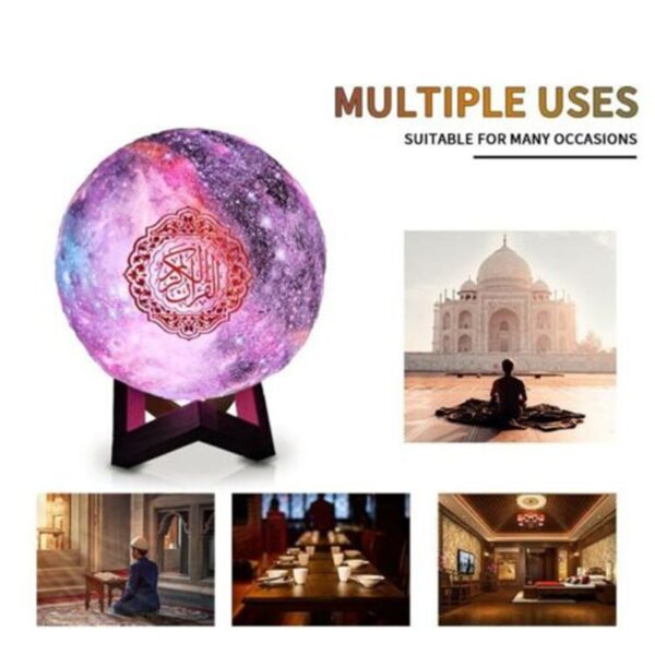 Bluetooth Quran Speaker Lamp with 7-Colors Light Remote Control Press Moonlight Lamp Support MP3 FM TF Card Radio