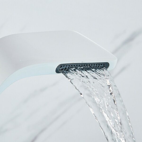 Creative Waterfall White Basin Faucet Hot&Cold Water Single Holder Bathroom Sink Mixer Taps Home Improvement Kitchen Accessories