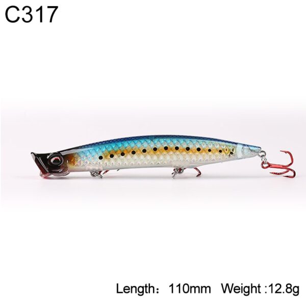 Kingdom Poppers Fishing Lures Hard Bait Topwater 123mm 18.5g,110mm 12.8g,90mm 7.5g Quality Hooks Artificial fish Lure Model 3508