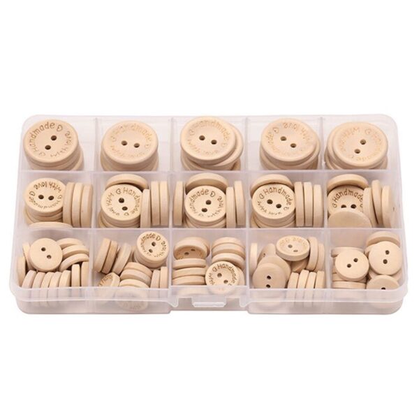 140Pcs Multi-Size Natural Color 2 Hole Wooden Buttons Handmade Sewing Accessories Buttons Decoration Button for Clothes