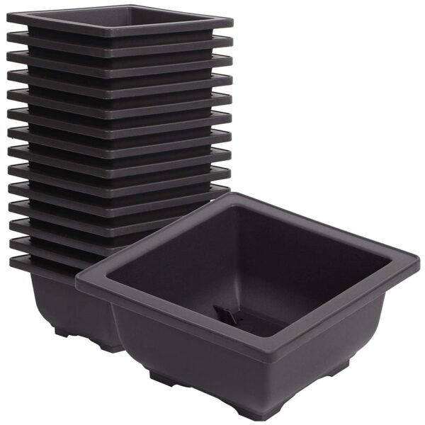 15 PCS 4.7 Inch Flower Pot, Square Plastic Bonsai Training Pot, Flower Succulent Flower Pot Container, for Garden, Interior, Hom (Black)